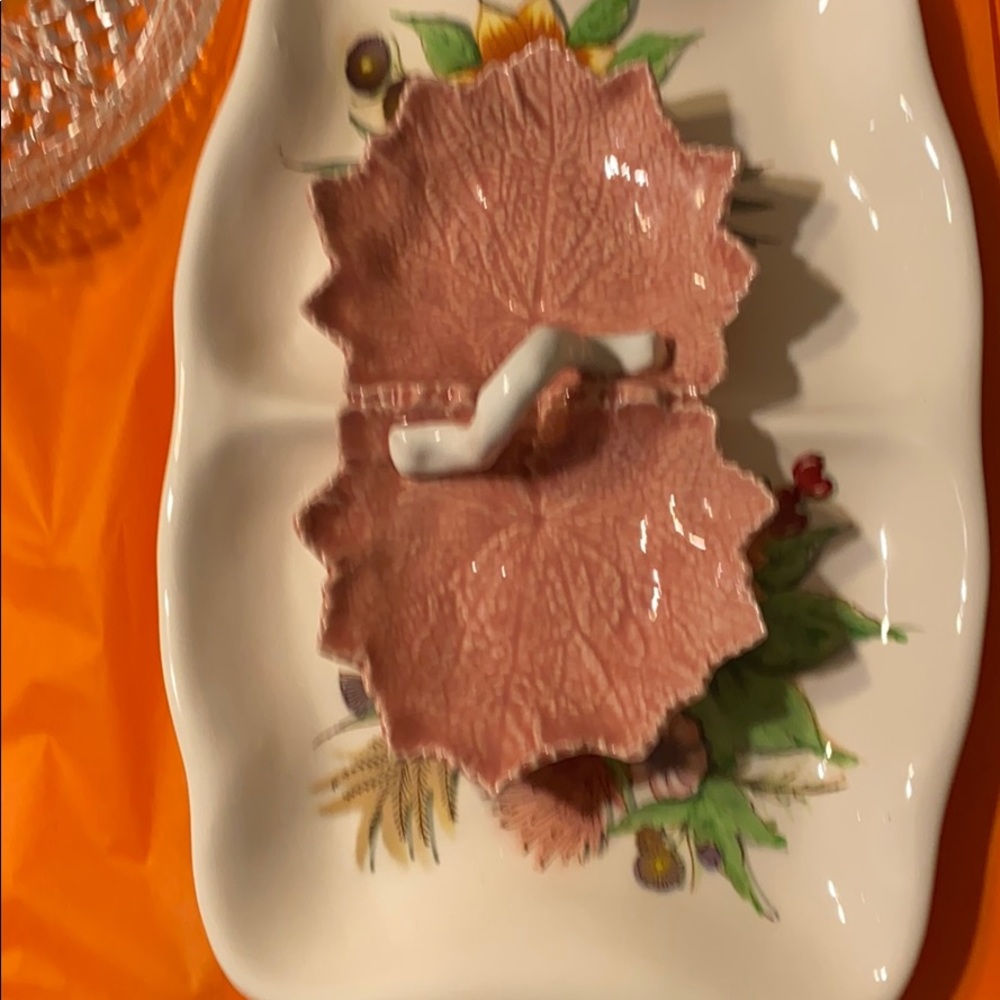 NEUWIRTH Portugal PINK MAPLE LEAF 2- Sided Dish - Picture 2 of 11